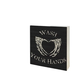 Letrero de Madera Estilo Gótico, Placa de Pino con Diseño 'Lava tus Manos', Decoración para Halloween - Product Image 2