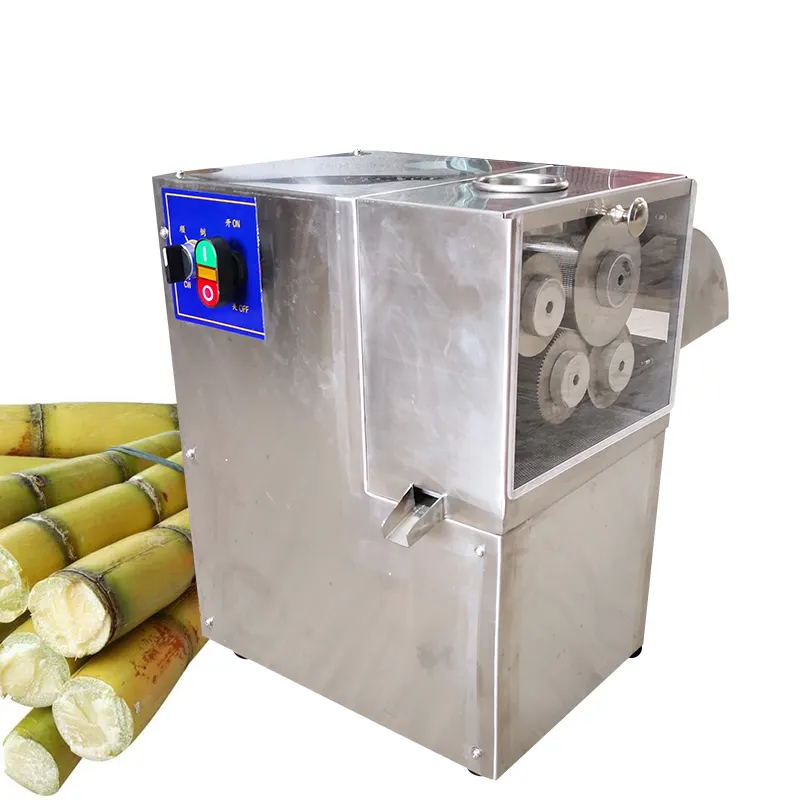 Exprimidor de caña de azúcar eléctrico comercial automático, rodillo trituradora de caña de azúcar, exprimidor de caña de azúcar transparente