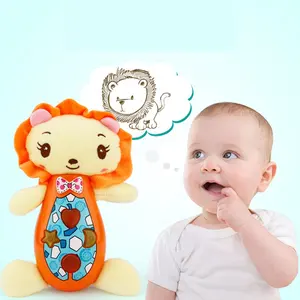 Hadiah ulang tahun bayi, mainan musik mewah edukasi bayi, mainan tidur hewan mewah dengan lampu LED
