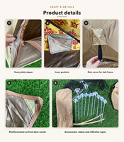 Tente de camping pop-up kaki foncé, ouverture automatique rapide, abri solaire imperméable avec tapis de sol, protection UV, tente familiale d'extérieur