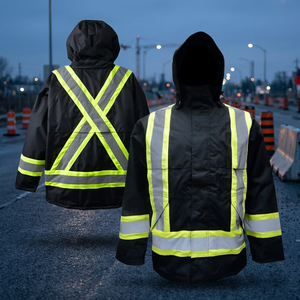 Vêtements de travail de sécurité haute visibilité en polyester réfléchissant Rip-Stop, uniforme de travail unisexe avec poche - Product Image 4