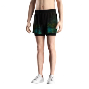 Shorts de sport 2-en-1 pour hommes, gris et noir, doublés, avec entrejambe de 5 pouces, pour la course et le Jiu Jitsu (vente en gros) - Product Image 3