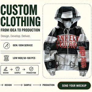 Wholesale Custom <b>Zip</b> <b>Up</b> Hoodie Direct to Garment printing French Terry <b>Fleece</b> Embroidery Oversized Streetwear Zipper Hoodie <b>Men</b> - Product Image 1