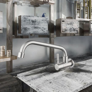 فرشاة نيكل كلاسيكية حديثة عالية الجودة بمقبض فردي صنبور حوض مطبخ من الفولاذ المقاوم للصدأ G1/2 تركيب السطح للبرد - Product Image 3