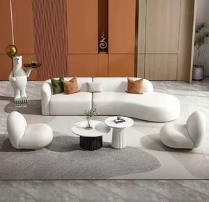 Italienisches Licht Luxus Modernes gebogenes Sofa Nordic Minimalist Tech Stoff Massivholz rahmen Edelstahl Wohnzimmer Internet - Product Image 2