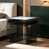 Table de chevet moderne en acrylique transparent avec tiroir de rangement pour chambre à coucher
