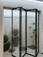 Puerta Plegable Moderna de Aluminio para Patio de Villa de Lujo, Puertas Plegables de Vidrio con Marco Delgado que Ahorran Espacio para Casa Moderna