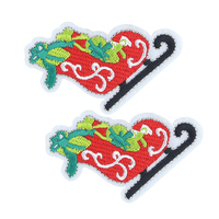 Accessoire de conception de mode fer à coudre sur des patchs de broderie Patch de broderie rouge de Noël pour chapeau chemise vêtement