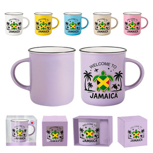 Juego de Tazas de <span class=keywords><strong>Café</strong></span> de Cerámica con Diseño Personalizable de la Isla de <span class=keywords><strong>Jamaica</strong></span>, Taza de Leche de Porcelana para Camping con Borde Decorativo - Product Image 1