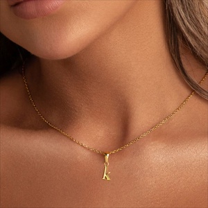 Collar con Colgante de Letra Inicial Minúscula Personalizada, Cadena Fina, Letras A-Z, Chapado en Oro, Acero Inoxidable, Joyería de Moda para Mujer - Product Image 2