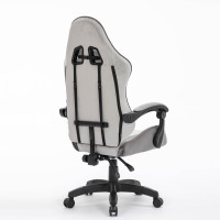 Chaise de bureau ergonomique à dossier haut en tissu velours gris avec support lombaire et accoudoirs articulés