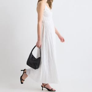 Nouvelle Arrivée 2025 – Robe Midi Bohème Décontractée en Jacquard Tissé 100% Lin, Col en V, Patchwork, Taille Élastique, Coupe Évasée - Product Image 6