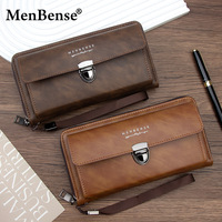 Dompet Panjang Pria Baru Ukuran Besar Multi-Slot Kartu PU Resleting Gesper Retro Tas Ponsel Multi-Fungsi Dompet Clutch Pria