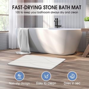 Tapis de bain personnalisable en diatomite à séchage rapide, super absorbant, antidérapant et écologique, motif uni pour salle de bain - Product Image 2