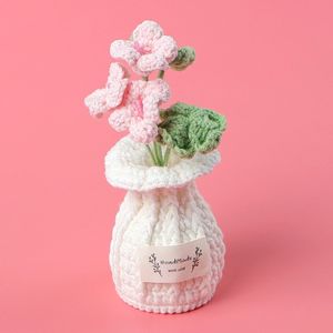 Bambola all'uncinetto con fiore rosa a margherita 2026, con vaso lavorato a maglia, decorazione per la casa fatta a mano, set <span class=keywords><strong>di</strong></span> tre pezzi: bambola all'uncinetto con fiore e bambola lavorata a maglia - Product Image 4