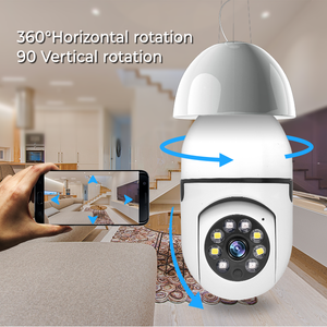 Caméra d'ampoule E27 sans fil avec vision nocturne couleur 1080P, suivi automatique, 360 degrés, Wifi, caméra de sécurité CCTV, ampoule PTZ - Product Image 4