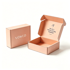Caja de Joyería Suave Color Durazno Personalizada con Logotipo de Marca y Mensaje con Temática de Boda Impreso para Artículos de Regalo de Compromiso y Nupcial - Product Image 1