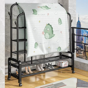 Séchoir à linge pliant du sol au plafond pour chambre à coucher, portant vêtements, simple, pour intérieur et balcon, avec rangement intégré - Product Image 5