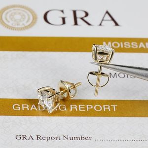 Boucles d'oreilles Cadermay Moissanite 0.5ct 1ct 2ct boucles d'oreilles en diamant <span class=keywords><strong>4</strong></span> Prons vis/Push Back synthèse Moissanite Solitaire Stud avec GRA - Product Image 5