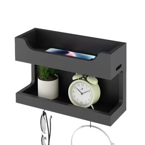 Wall Mounted Double Layer Shelf 25x17x9cm Multifunction Storage <b>Rack</b> For Phone <b>Glasses</b> Clock And Misc Items - Product Image 2