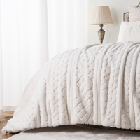 Hochwertige Luxus-Decke mit Prägung, Kunstfell-Optik, Kabelmuster, Wendbar, Sherpa-Fleece, Weich, Gemütlich, Dick, Warm, Bettüberwurf