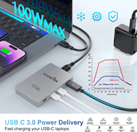 Adaptateur Hub USB Type C 7 en 1 avec 3 Type C 3 USB a 3.1 Gen2 PD 100W pour accessoires d'ordinateur portable