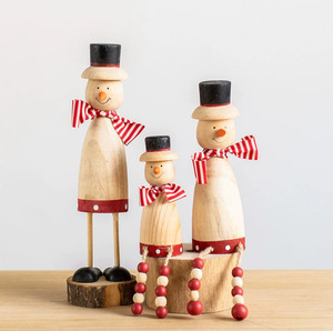 Accesorios de diseño de escena de alce y muñeco de nieve de madera al por mayor de fábrica de decoraciones de escritorio de Navidad Retro Vintage - Product Image 3