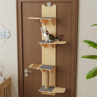 Rak Panjat Kucing Kayu Solid 4 Tingkat, Mainan Garukan Kucing untuk Digantung di Pintu, Laris Terjual