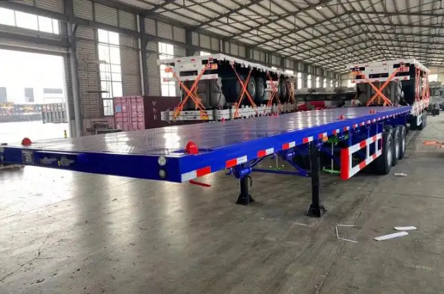 Wosheng Reboque de caminhão de transporte de contêineres de cama plana de 40 pés novo ou usado semi-reboque de 3 eixos de 40 pés para venda