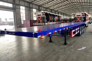 Wosheng yeni veya kullanılan 40ft düz konteynır yatağı taşıma kamyon römork 40 feet 3 aks flatdeck yarı römork satılık
