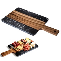 Marmeren snijplank van acaciahout, charcuterieplank, houten snijplank met handvat voor serveren