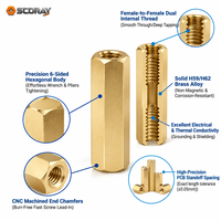 Penyangga Heksagonal Kuningan Female to Female Through Hole Threaded Spacers M2x3-M6x60 Metrik, Perlengkapan Pemasangan PCB
