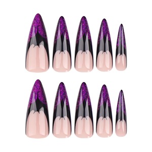 <span class=keywords><strong>Faux</strong></span> <span class=keywords><strong>ongles</strong></span> <span class=keywords><strong>Halloween</strong></span> Fournitures Long Cercueil Noir Violet Presse sur <span class=keywords><strong>ongles</strong></span> avec boîte Private Label Grande Taille Colle sur les <span class=keywords><strong>ongles</strong></span> - Product Image 5