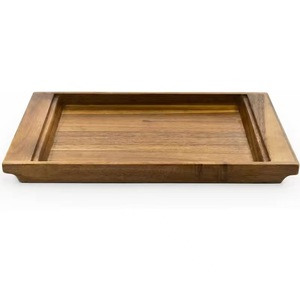 Bandeja rectangular de madera con 1 compartimento, acabado barnizado, para mesa de centro, cocina, comedor, almacenamiento y organización - Product Image 1