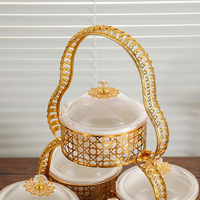 Ensemble de pots à collation en métal haut de gamme, 6 compartiments avec couvercle, plateau décoratif pour servir, pour table basse, salon