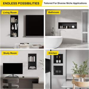 Niche de <span class=keywords><strong>douche</strong></span> en acier inoxydable 304 noir mat avec lumière LED 60x30x10 CM, pas besoin de carrelage, étagère à encastrer dans le mur pour le rangement de la salle de bain - Product Image 5