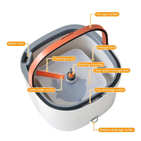 Ensemble de serpillière rotative à 360 degrés avec manche en acier, tampon en microfibre et seau à eau propre/sale séparé pour le nettoyage domestique