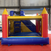 Kaluen Nouveau Design Château Gonflable 4m*4m Extérieur/Intérieur avec Toboggan Combiné pour Enfants, Jeux et Amusements, Toboggan Gonflable Château