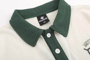 Logo Brodé Personnalisé Design Polo Surdimensionné <span class=keywords><strong>Vintage</strong></span> Lourd T-<span class=keywords><strong>shirt</strong></span> Homme Patchwork Imprimé Unisexe Couple Été - Product Image 6