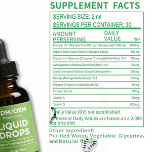 OEM soursop bitters chất lỏng GIỌT 10 trong 1 với rêu biển, Moringa, dầu hạt đen, thuốc thảo dược Ashwagandha cho sức khỏe - Product Image 2