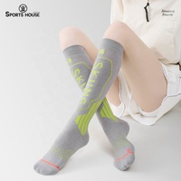 Chaussettes de ski et de snowboard chaudes d'hiver en molleton épais pour femmes, chaussettes de randonnée en laine mérinos thermiques hautes jusqu'au genou avec motif de logo personnalisé