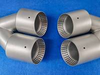 Punta de escape doble de acero inoxidable de 3.5 pulgadas para coche, silenciador de escape estilo Golf 8R con logo AK