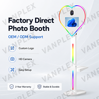 Cabina de Fotos con Impresión Instantánea de Alta Resolución, Luces RGB con Efecto de Persecución, Forma de Corazón, Pantalla Táctil de 15.6 Pulgadas, Estuche de Transporte Tipo SLR, para Fiestas y Bodas