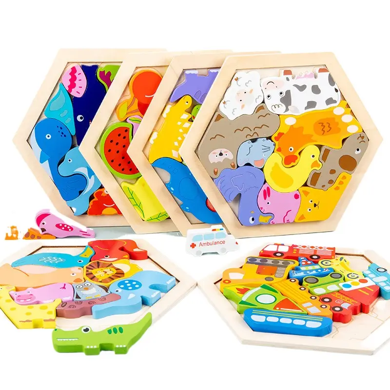 Wooden Puzzle for baby boys and girls ideas 3D puzzle model children's hands-on brain training shape assembling Wooden toys