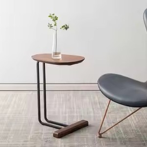 Mesa auxiliar moderna de metal y madera natural para el hogar con lado de sofá de café sólido en forma de <span class=keywords><strong>C</strong></span> para sala de estar muebles de nuevo diseño - Product Image 4
