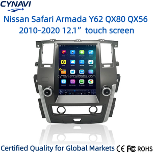หน้าจอปรับแต่งได้ขนาด 12.1 นิ้ว สำหรับเครื่องนำทาง GPS แนวตั้งระบบ Android 14 DSP Wireless CarPlay <span class=keywords><strong>Safari</strong></span> Patrol Y62 QX80 QX56 ปี 2010-2020 - Product Image 1