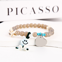 Ywyougang 4 Farben für Puppen Vergoldetes Perlen-Edelstahl Blanko-Herz-Anhänger Stretch-Armband Unisex Geschenk Modeschmuck