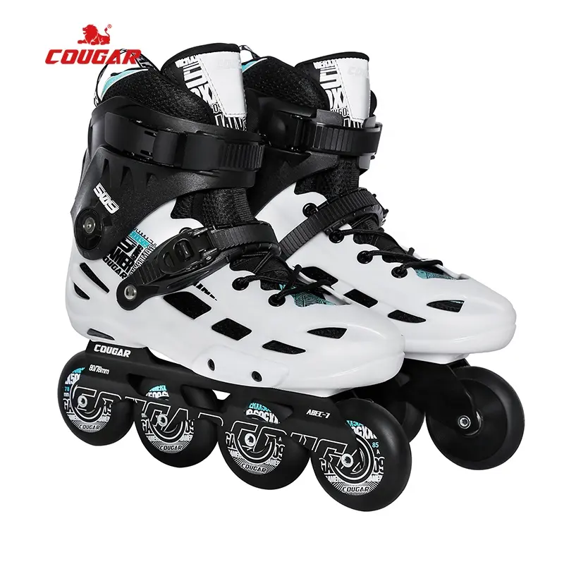 Slcougar Slalom Sepatu Roda Inline Sepatu Roda untuk Dewasa Pria Wanita Skating Klub Toko Perfusi Pu Roda Keras Shell Boot