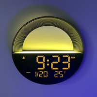 Réveil numérique électronique moderne de bureau/table avec fonction snooze, calendrier DST, affichage de la température, 12 lumières colorées, veilleuse