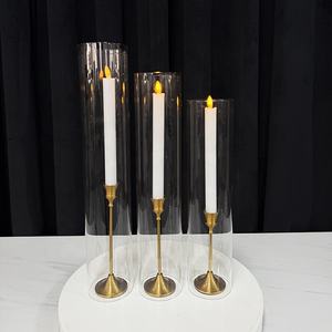 <span class=keywords><strong>Vase</strong></span> cylindrique en verre ajouré à rayures pour bougie, centre de table <span class=keywords><strong>ouvert</strong></span>, décoration de mariage - Product Image 3